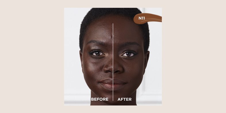 Before and after using product for under eye concealer
